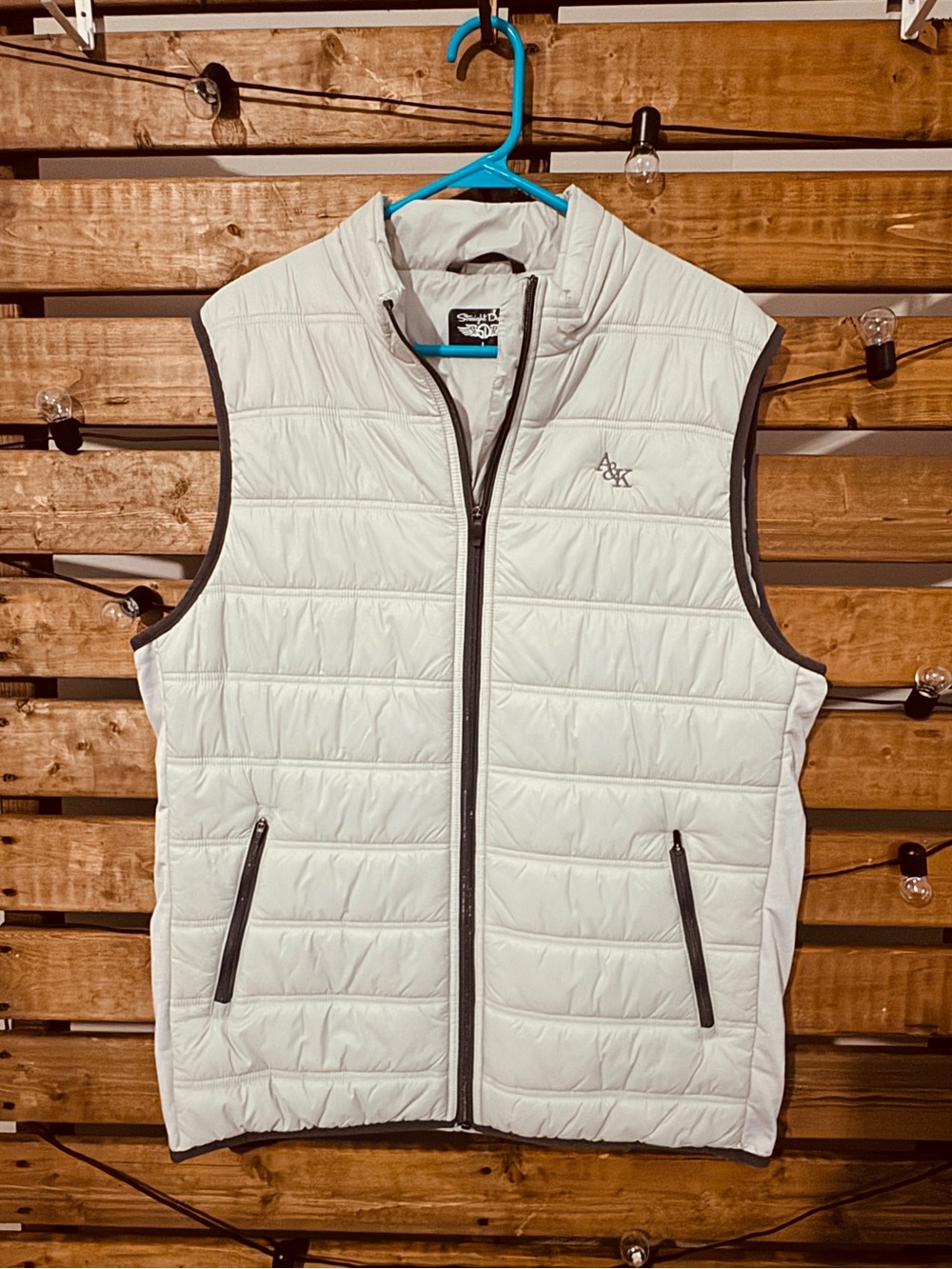 Straight Down Lightweight Quilted Golf Vest Gray Full Zip Men's Large